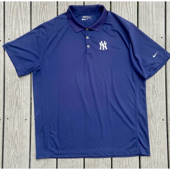 Nike Golf Tour Performance New York Yankees Dri Fit Blue Polo Shirt Mens XL - Picture 1 of 11
